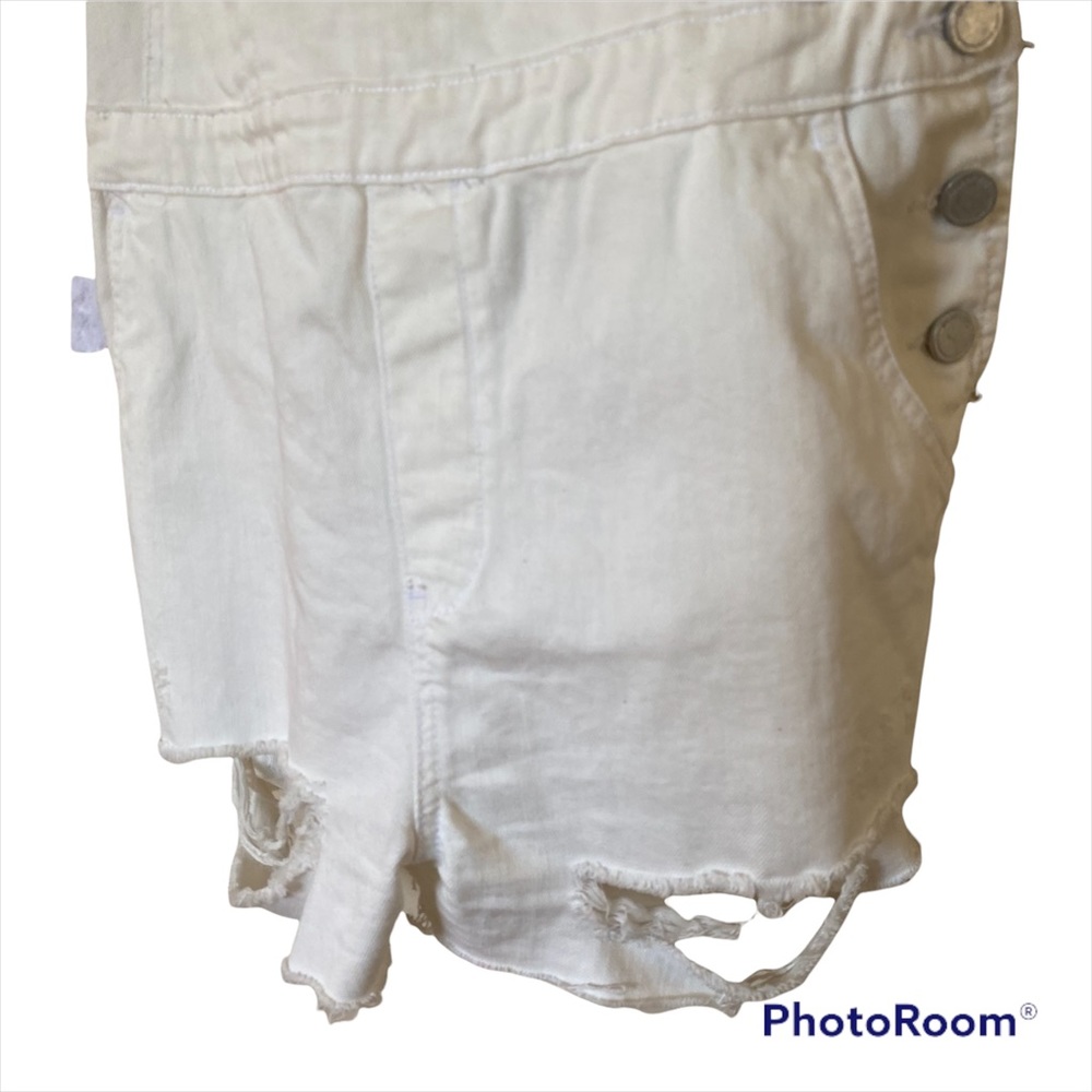 Blank NYC Off white denim distressed shortalls womens size 30 - Picture 3 of 6